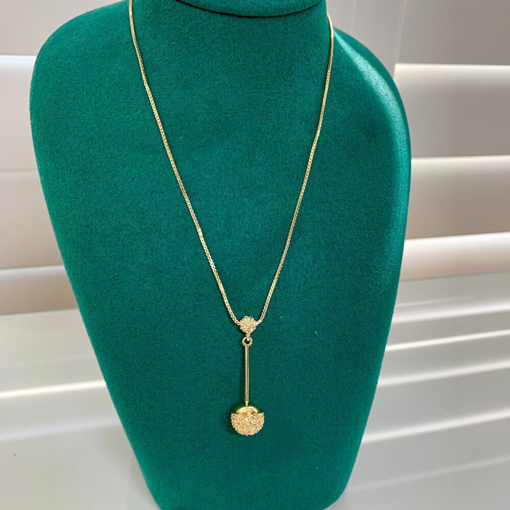 Swarovski Crystal Pavé Ball Drop Necklace Gold Tone w/ Box & Certificate